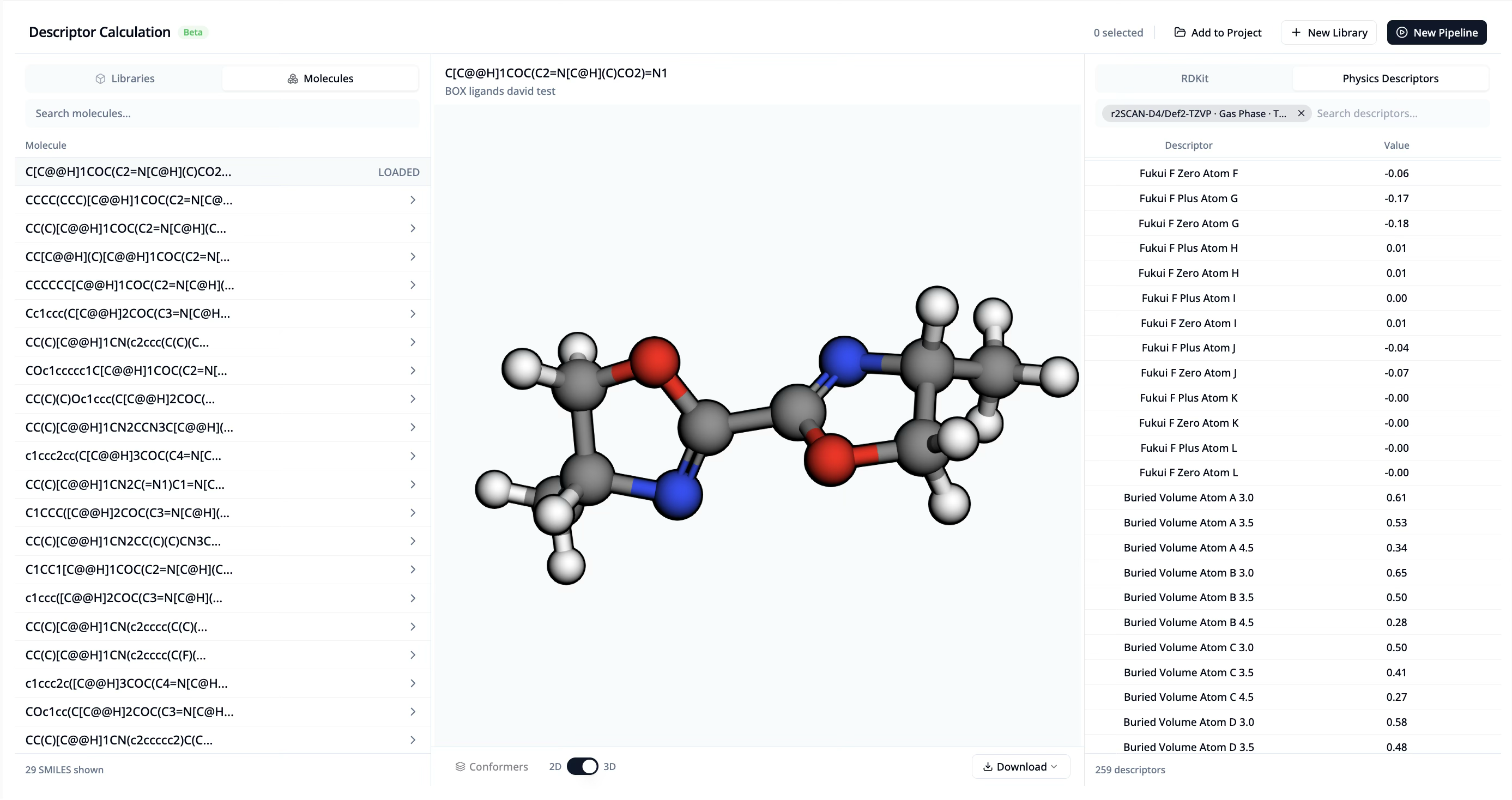 Molecule editor and file upload interface